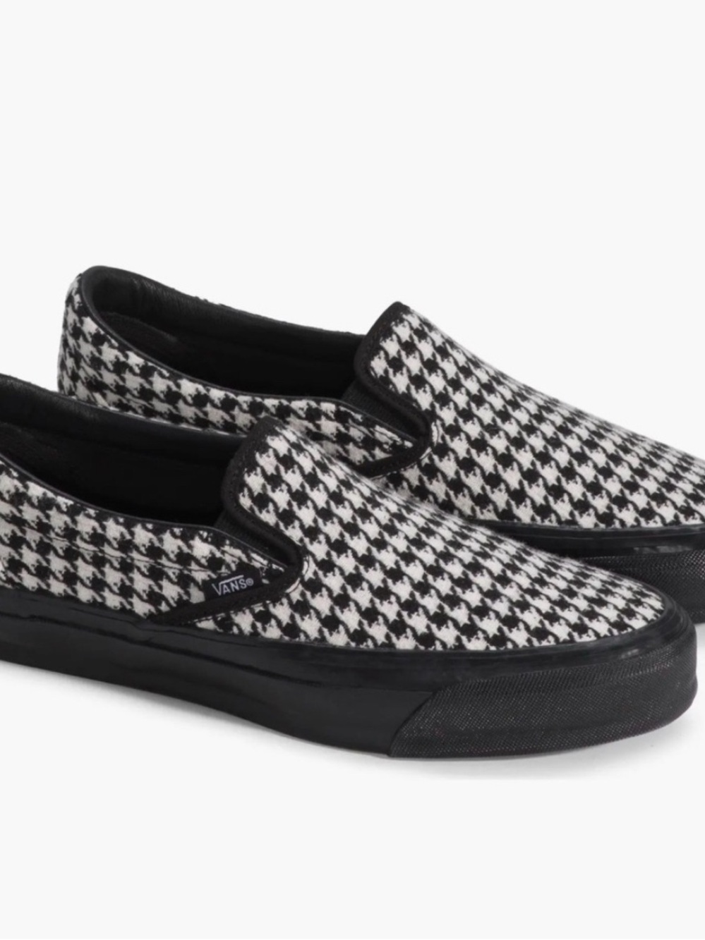Vans Black & White Houndstooth Slip-On Sneakers